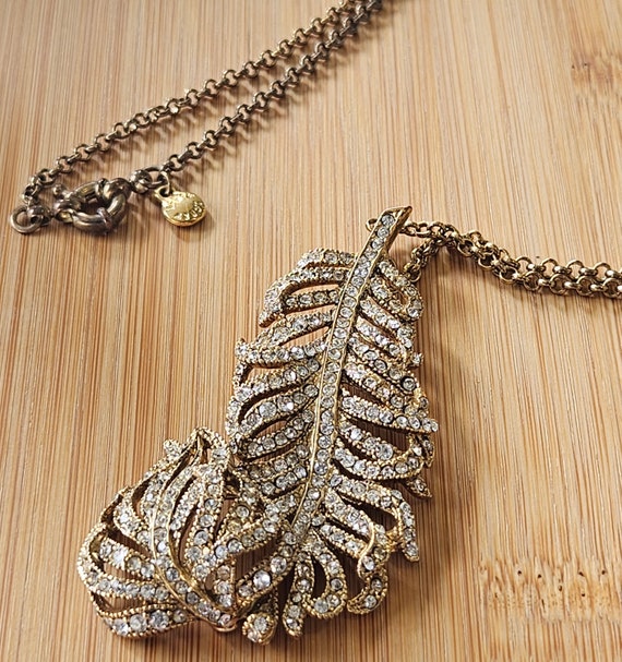 Vintage J.Crew crystalized leaf necklace in goldt… - image 7