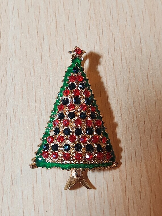 Vintage choker necklace with a Christmas tree pen… - image 3