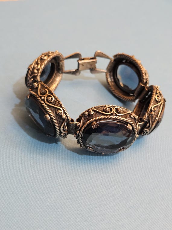 Amazing statement panel bracelet with large blue … - image 4