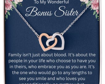 Bonus Sister Necklace, Unbiological Sister Gifts for Sister in Law, Soul Sister, Family isn't always blood Friendship Jewelry, Step Sister