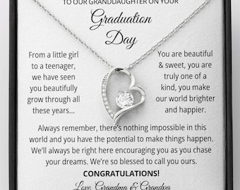 Cadeau de remise des diplômes petite-fille de grand-mère et grand-père, cadeau pour petite-fille remise des diplômes universitaires, collier Forever Love
