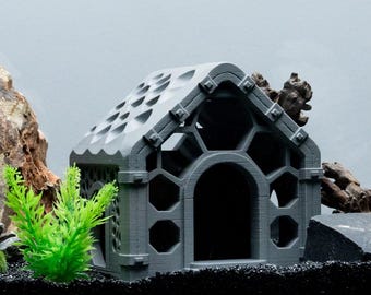 Aquarium-Höhle-Verzierung - 3D gedrucktes Fisch-Versteck-Haus Mini-Fischpassage Anpassbarer Aquascape-Schutz für Aquariumdekoration Mini-Fisch