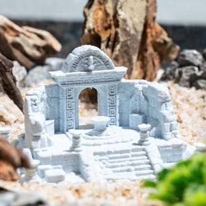 3D Printed Ancient Ruins Aquarium Decor Multi Color Fish Tank Ornament with Hideaway Unique Aquascape Decoration for Aquarium Lovers
