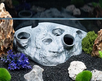 Cueva natural para pecera, refugio impreso en 3D para cría de camarones, decoración única para acuarios de agua dulce y salada.