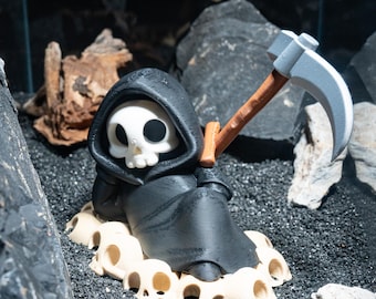 3D-geprint Magere Hein Skelet Aquarium Decor Schedel Bed Ornament Griezelig Halloween Aquarium Gothic Terrarium Display Perfect Aquarium Cadeau