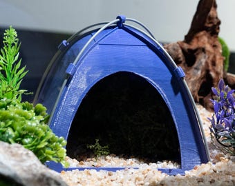 3D Printed Tent Shaped Aquarium Decoration Fish Tank Hideout Camping Theme Shrimp Shelter for Aquascaping and Nature Inspired Aquarium Decor