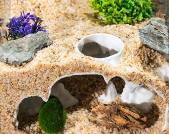 Torre de escalada para reptiles impresa en 3D, estilo roca natural, decoración de terrario, hábitat de varios niveles para gecko leopardo, gecko crestado y lagarto pequeño.