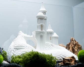 Acuario Castillo Cueva de Peces Decoración de Tanque Personalizable para Betta Camarones Guppies Nano Peces Escondite Refugio de Cría Adorno de Fantasía Impreso en 3D