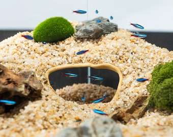 Túnel de acuario impreso en 3D, cueva para pecera, escondite, decoración de paisaje acuático de roca natural, refugio para peces pequeños y camarones, juguete de color personalizado.