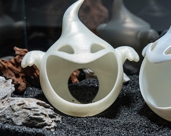 かわいい幽霊水槽装飾 3Dプリント スピリットケイブ隠れ家 魚やエビ用 ファンタジーオーナメント マルチカラーオプション ユニークなギフトアイデア