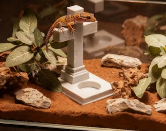 Plataforma de escalada y escondite impresa en 3D para reptiles, estructura de roca con forma de tocón de árbol para lagartos, serpientes, geckos y tarántulas. Decoración para terrarios.