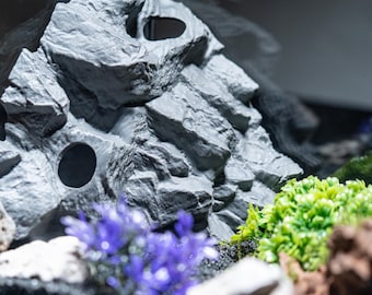 Decoración de acuario con cueva de montaña, impresa en 3D, adorno rocoso para pecera, para paisajismo acuático, acuarios de agua dulce o salada, regalo para acuario.