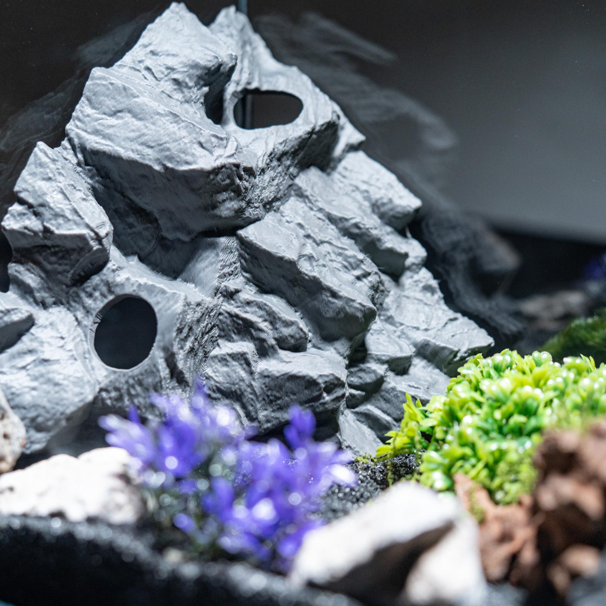 Picture Idea: Mountain Cave Aquarium Decor 3D Printed Rocky Fish Tank Hideout