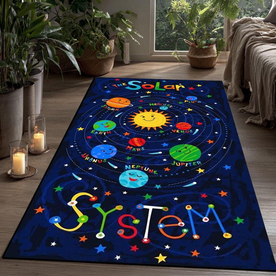 Solar System Rug Rectangle Solar System Kids Rug | Colorful Planets, Galaxy Nursery Decor - Etsy