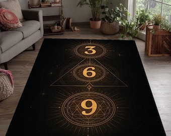 Alfombra numerológica 3/6/9, tapiz de geometría sagrada, decoración esotérica para el hogar