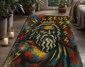 Alfombra Zeus: Dios de la mitología griega, rey del Olimpo