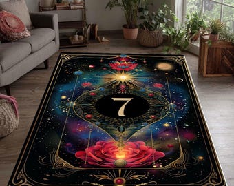 Alfombra mística número 7: diseño de tarot de galaxia cósmica