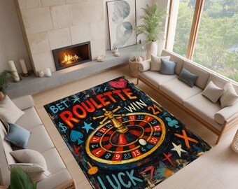Alfombra con arte de ruleta: decoración colorida para la sala de juegos de casino