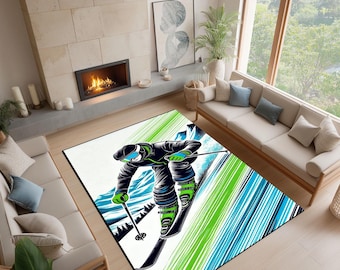 Alfombra de montaña para esquiadores: decoración de cabañas para deportes de invierno