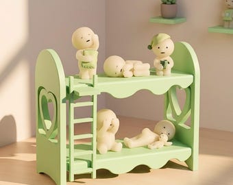 Smiski Display Bed Shelf | Kawaii Figure Display Stand | Cute Room Decor for Smiski Collectors