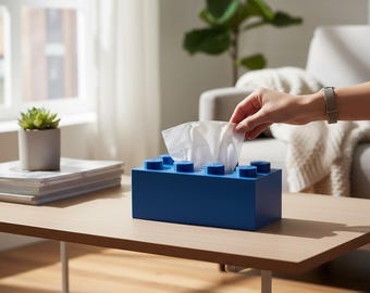 Block-Style Rectangular Tissue Box Cover | 3D Printed Brick-Look Gift & Modern Home Decor Accessory