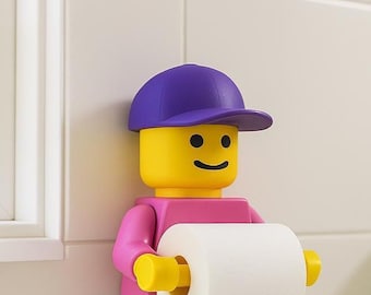 LEGO Inspired Toilet Paper Holder With Baseball Cap Funny