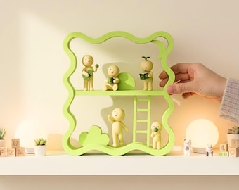 Wavy Smiski Shelf | Kawaii Display Stand for Mini Figures