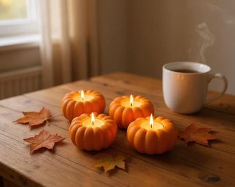 Pumpkin Tealight Holders: Rustic Fall Decor, Set of 3 (3D Printed)
