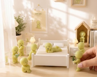 Miniatuur bedkamerdecoratie voor Smiski-figuren | Kawaii displaymeubels | Leuke opstelling verzamelkamer