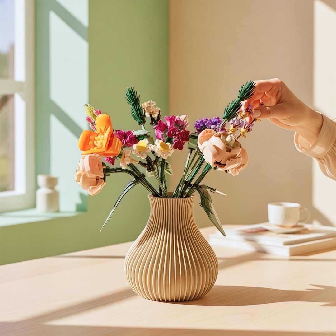 Building-block Flower Vase | 3D Printed Modern Ripple Design - Etsy
