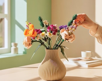 Building-Block Flower Vase | 3D Printed Modern Ripple Design