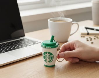 Porte-clés tasse à café | Mini porte-clés pour boisson glacée imprimé en 3D | Cadeau accessoire de style barista