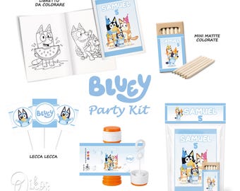 Bluey Party Kit Compleanno Bambini Bambina Bambino, Decorazioni Festa Bluey, Kit Personalizzato Nome Età, Allestimento Tema Cartoon