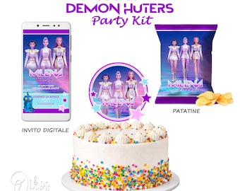 Kpop Demon Hunters Kit Compleanno | Kpop Birthday Decorations Printable | Invito Toppers Banner | Festa Tema Kpop Idol Celebration -gadgets