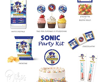 Party Kit Sonic Personalizzato, Decorazioni Compleanno Bambino, Kit Festa Sonic, Allestimento Compleanno Tema Sonic, Gadget Festa Bambini