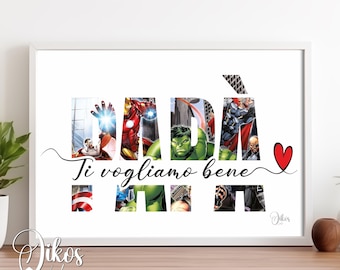 Marvel Superheroes Dad A4 Print Instant Download | Printable Father's Day Gift | I Love You / We Love You Dad