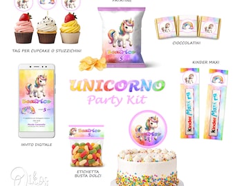 Unicorn Party Kit Compleanno Bambina, Decorazioni Unicorno Pastello, Kit Festa Unicorno Personalizzato, Addobbi Compleanno Bambina