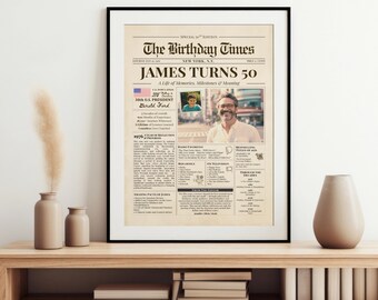 50th Birthday Gift Customizable Newspaper Poster, 1976 American Facts Highlights (Digital Download)
