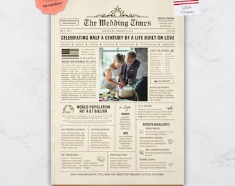 50th Wedding Newspaper Anniversary Poster, 1976 Highlights (Digital Download)