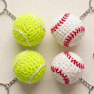 Crochet Sports Ball Pattern PDF | Baseball and Tennis Ball Keychain Amigurumi | Easy Crochet Patterns with Video Guide | Crochet Keychains