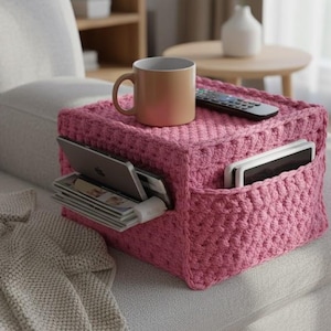 Patrón de organizador de ganchillo para reposabrazos de sofá / Organizador de hilo grueso (PDF)