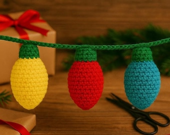 Christmas Light Bulb Crochet Pattern | Amigurumi Garland Ornament (PDF with Video)