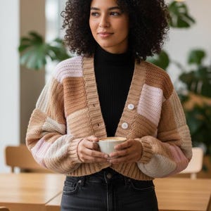 Patchwork Crochet Cardigan Pattern | Granny Square Sweater DIY | Beginner Crochet Crop Top PDF | Tutorial Video Included