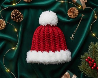 Weihnachtsmütze Strickmuster | DIY Weihnachtsmütze, Newborn-Kleinkind (PDF-Schnittmuster)