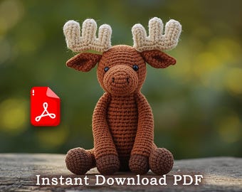 Crochet Amigurumi Moose Pattern | Beginner Friendly Plush Toy (PDF Pattern)