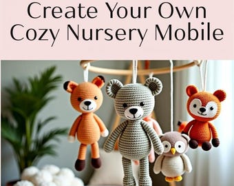 Schema PDF per giostrina per neonati all'uncinetto a tema bosco, animali amigurumi