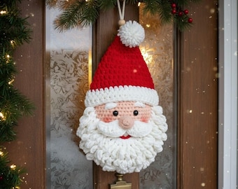 Santa Claus Door Hanger Crochet Pattern PDF | Crochet Christmas Wall Décor | Beginner Santa Pattern PDF | Crochet Festive Holiday Decoration