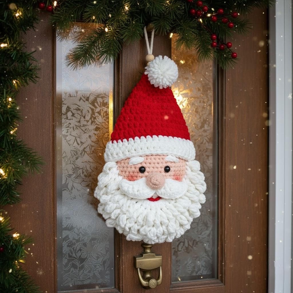 40 Free Christmas Crochet Patterns – Creative Projects 13 Santa Claus Door Hanger Crochet Christmas Wall Décor