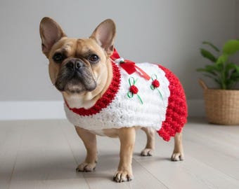 Patrón de vestido de crochet para perro / Suéter navideño para mascota, videotutorial (patrón PDF)