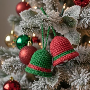 Virkad julklocka | Julgransprydnadsmönster PDF & Videoguide | Julgransdekorationer och julklappar | Virkad julklockamönster | Direktnedladdning